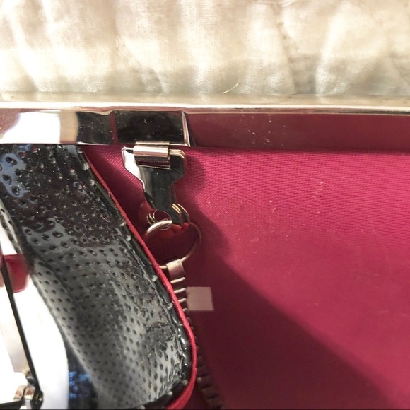 Black Clutch Handbag with Silver Chain - Picture 3 of 8